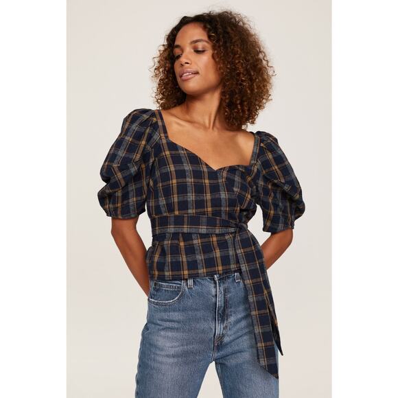 Madewell Navy and Brown Plaid Blouse - Picture 14 of 16